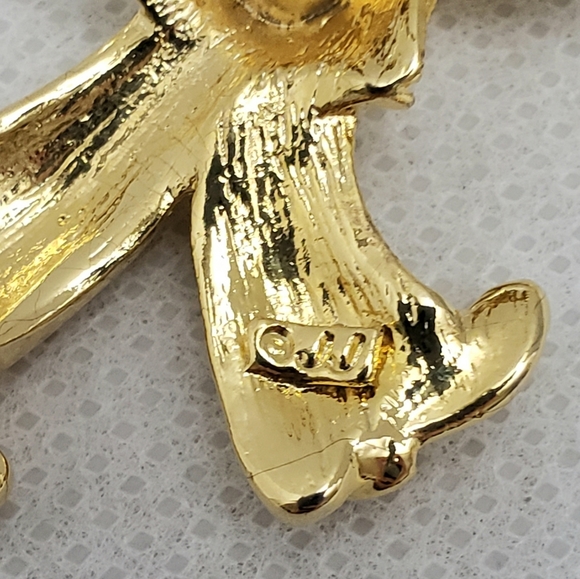 Vintage JJ Gold Rhinestone Clown Dancing Clashing Cymbals Tack Pin - Picture 7 of 10